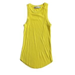 Zara Yellow Ribbed Knit Tank Top Women’s Size Small